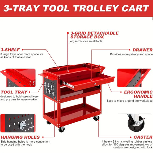 "Mobile Tool Carts: Easy Maneuverability & Ample Storage for Workshop Tasks"