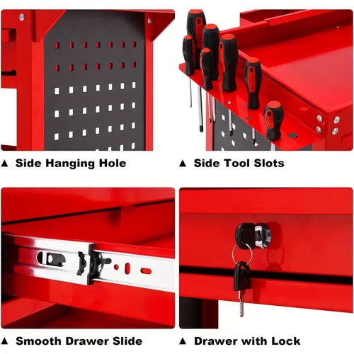 "Mobile Tool Carts: Easy Maneuverability & Ample Storage for Workshop Tasks"