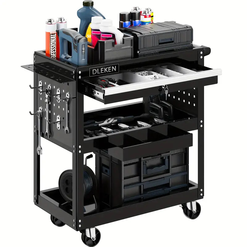 "Mobile Tool Carts: Easy Maneuverability & Ample Storage for Workshop Tasks"
