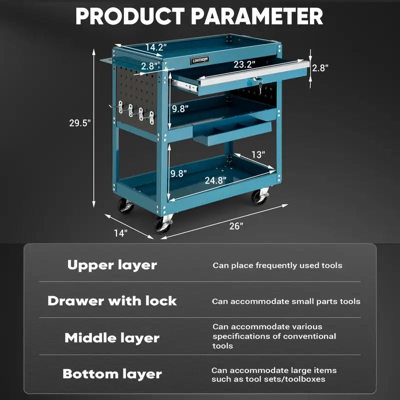 "Mobile Tool Carts: Easy Maneuverability & Ample Storage for Workshop Tasks"