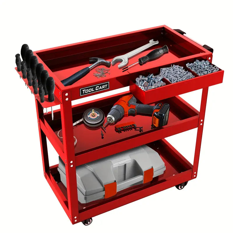 "Mobile Tool Carts: Easy Maneuverability & Ample Storage for Workshop Tasks"