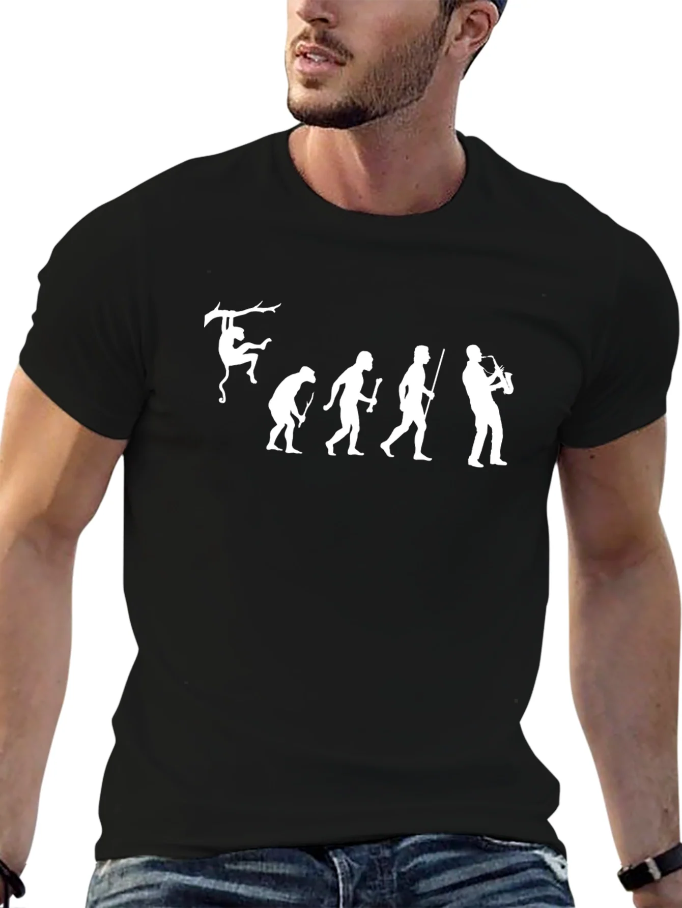 Evolution of Saxophone Black T-Shirt