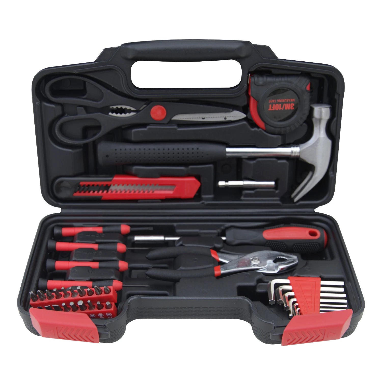 Home Hardware Tool Sets Customizable OEM Kit with Wrenches Scissors Bits Socket Pliers Hard Case Plastic Boxes Hand-Power Source