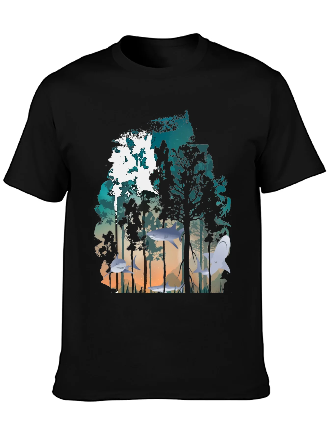 Shark Forest Graphic Tee - Unique Nature Inspired Design