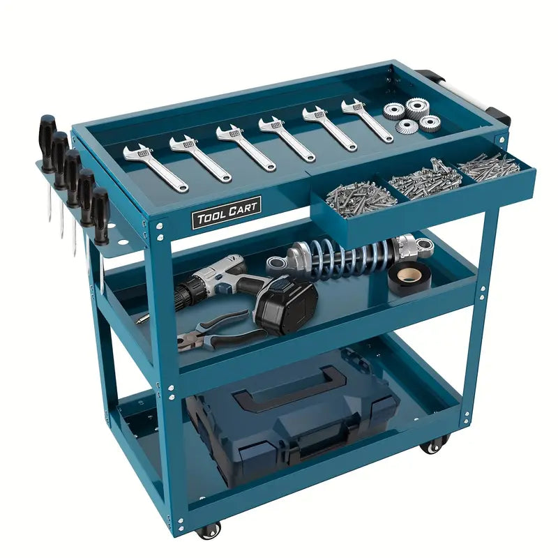 "Mobile Tool Carts: Easy Maneuverability & Ample Storage for Workshop Tasks"