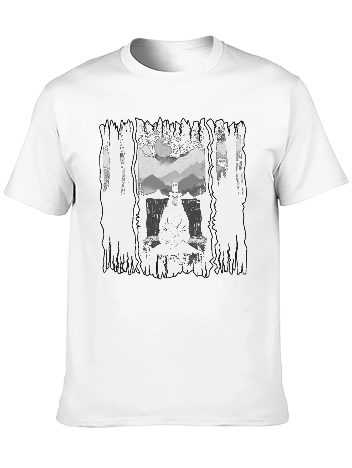 Monochrome Bear Graphic Tee - Mens Black T-Shirt