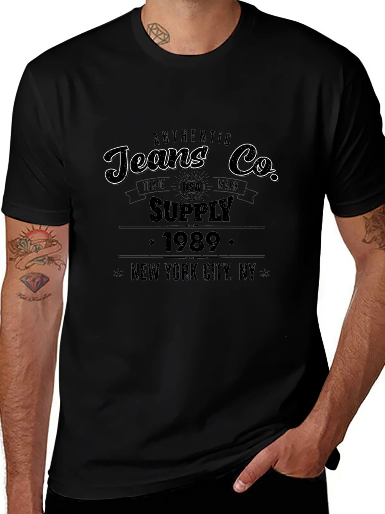 Authentic Jeans Co. Black Graphic T-Shirt