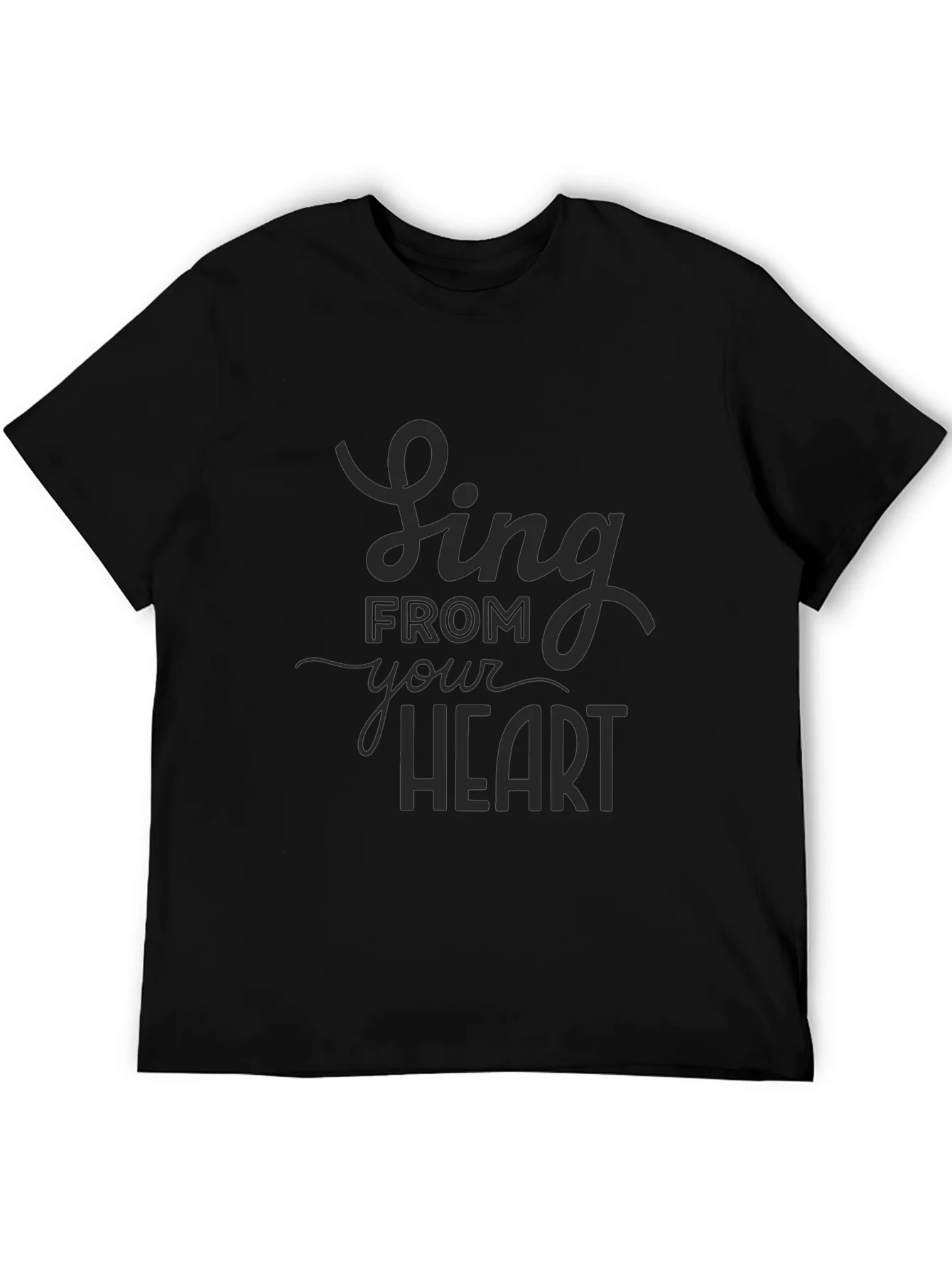 Sing From Your Heart Graphic Tee - Black Casual T-Shirt