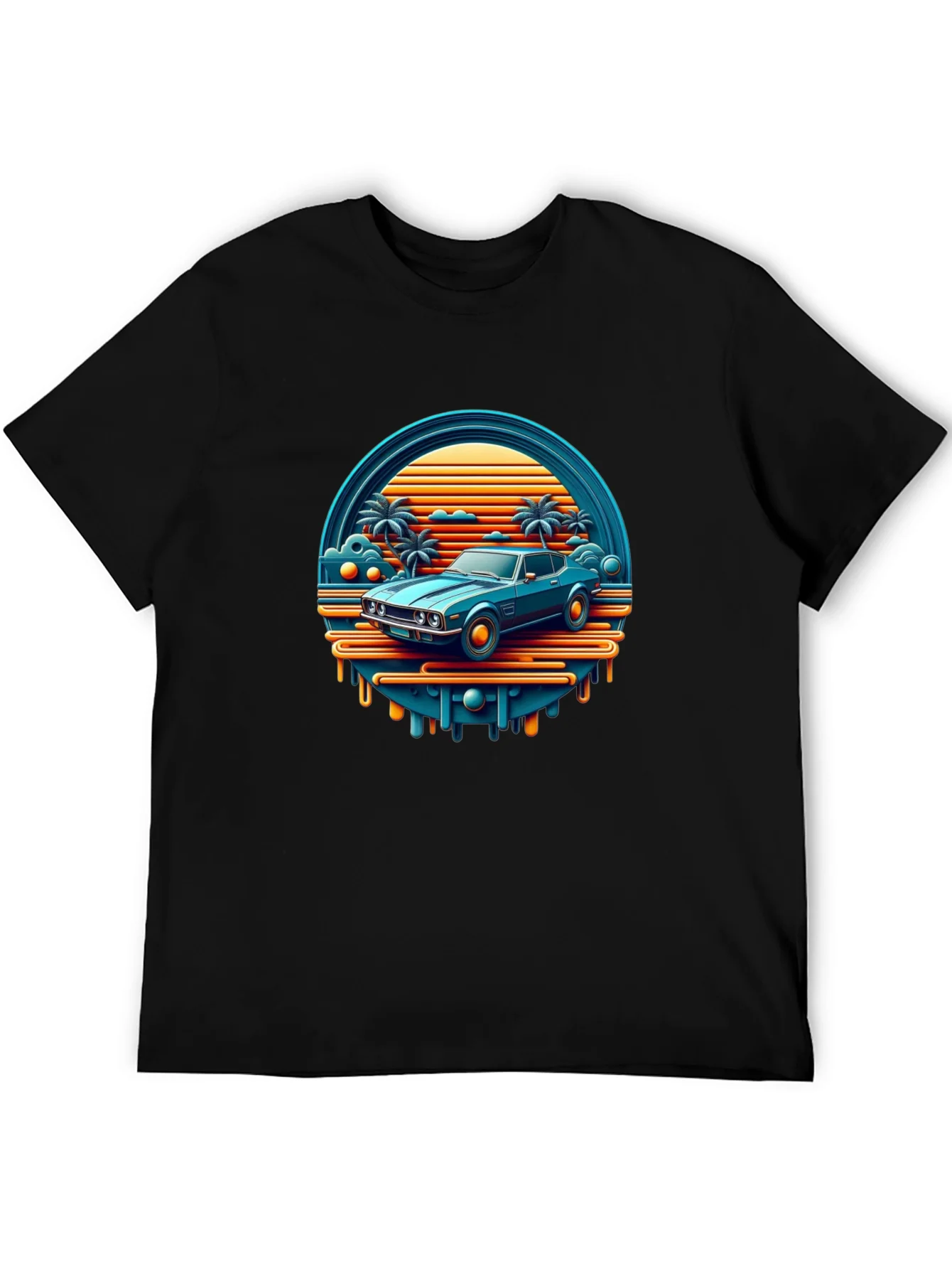 Retro Car T-Shirt - Vintage Sunset Graphic Tee