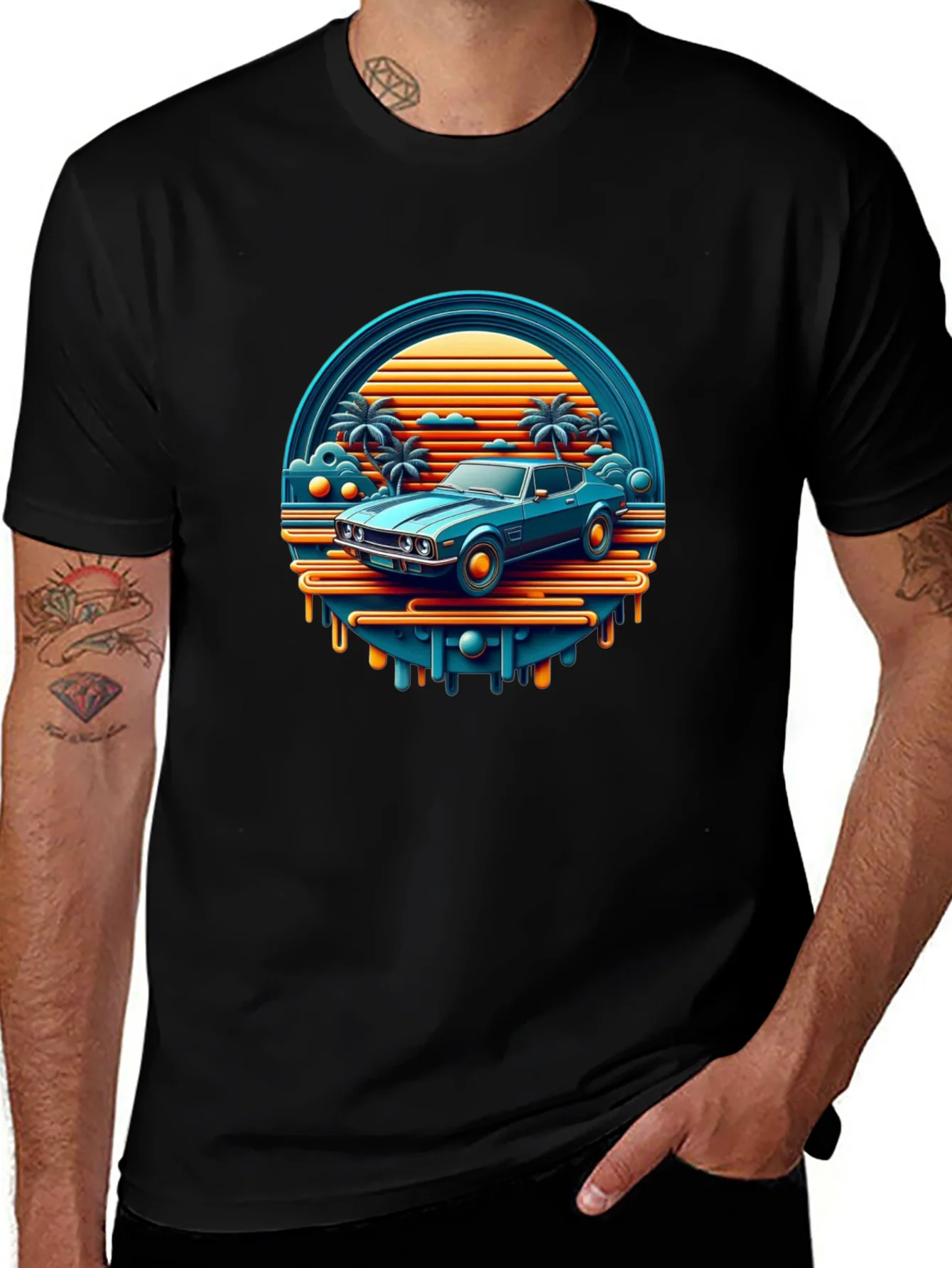 Retro Car T-Shirt - Vintage Sunset Graphic Tee