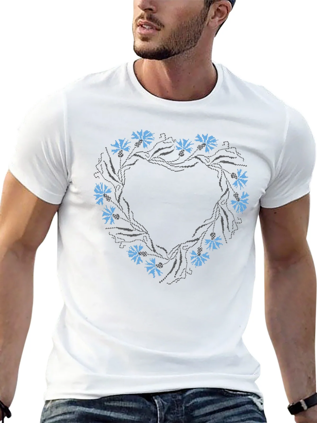 Floral Wreath Black T-Shirt
